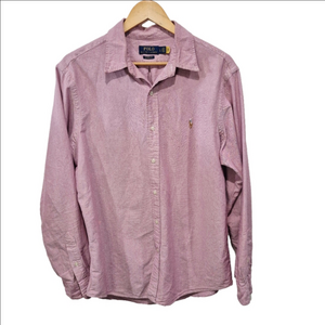 Ralph Lauren Oxford Pony Logo Casual Pink Button Down Shirt